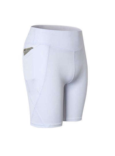 اشتري Stretchable High Waist Yoga Short Pants White في الامارات