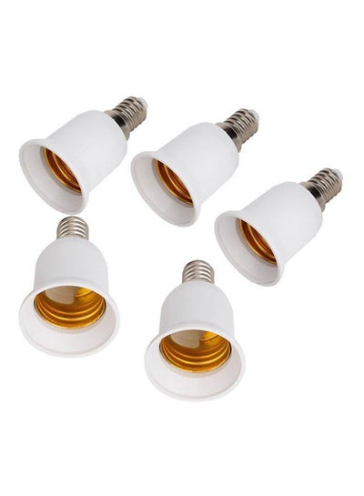 اشتري 5-Piece Base Screw Bulb Holder Adapter أبيض 8x19 سنتيمتر في الامارات