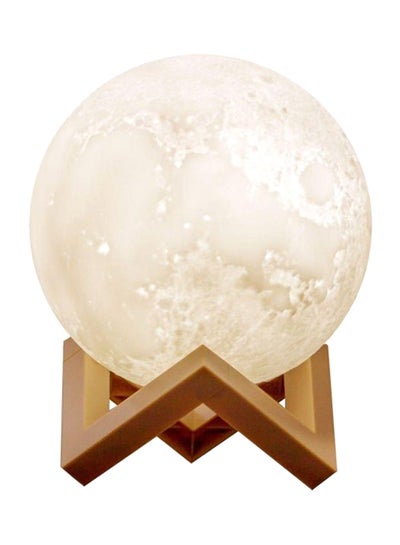 Buy 3D USB LED Moon Lamp With Stand White/Brown 13cm in Saudi Arabia