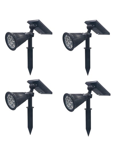 Buy 4-Piece 7 LED Solar RGB Spot Light Set Black/Grey 8 x 8cm in UAE