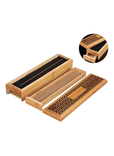 Buy Wooden Incense Stick Burner Case Storage Box Brown 23.8 x 5.8 x 4.5cm in UAE