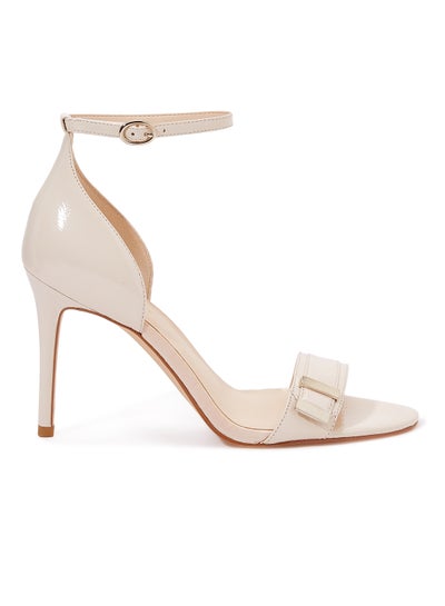 Buy Evening Ankle Heel Strap Sandals White in UAE