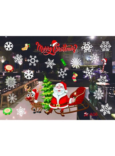 Buy Christmas Decorations No Glue Static Wall Stickers Multicolour in UAE