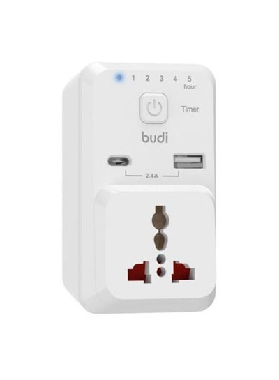 Buy Dual USB Port Charger With Timer White in UAE