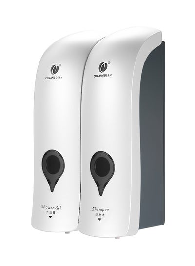 Buy Wall Mounted Double-Head soap dispenser White/Grey 22.8 x 8.3 x 14.2cm in Saudi Arabia
