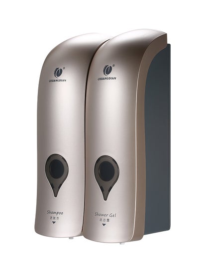 Buy Wall Mounted Double-Head Manual Soap Dispenser Champagne Gold/Grey 22.8 x 8.3 x 14.2cm in Saudi Arabia