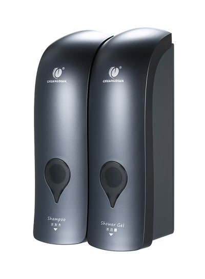 Buy Wall Mounted Double-Head Manual Soap Dispenser Grey 22.8 x 8.3 x 14.2centimeter in Saudi Arabia