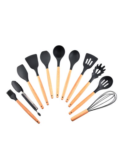 Buy 11-Piece Non Stick Shovel Spoon Tool Set Black/Brown in Egypt