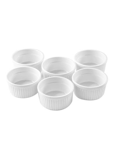 Buy 6-Piece Porcelain Ramekins Set White 10 x 4.3 x 2.7inch in Saudi Arabia