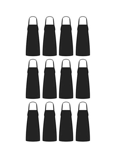 Buy 12-Piece Bib Apron Set Black 12.8x8.5x5.2inch in Egypt