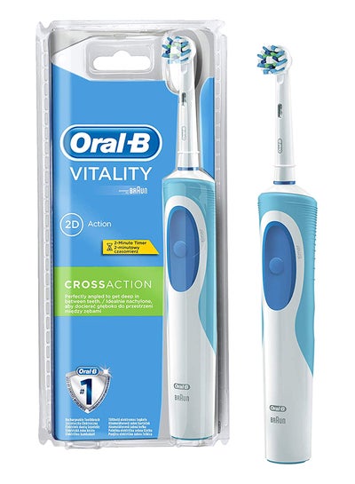 Buy Vitality Cross Action Electric Rechargeable Toothbrush White/Blue 5.2x11x24.2cm in UAE