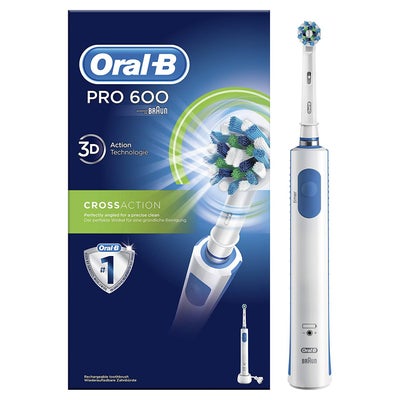 Buy Pro 600 Cross Action Electric Rechargeable Toothbrush White/Blue 1x1x1cm in Saudi Arabia