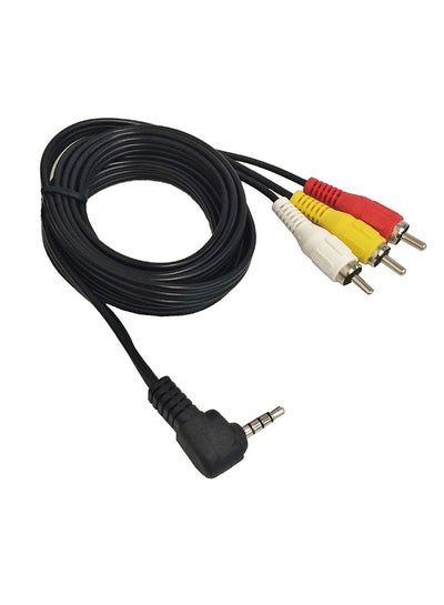 اشتري كابل محول من منفذ مصغر AV مقاس 3.5 مم إلى منفذ 3 RCA ذكر أسود في الامارات