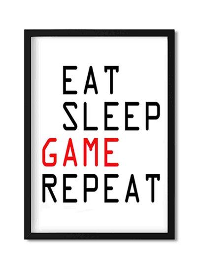 اشتري لوحة فنية لديكور الحائط بعبارة "Eat Sleep Game Repeat" متعدد الألوان 32x22x2سنتيمتر في السعودية