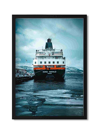 Buy Docked Ship Wall Art Painting Multicolour 32x22x2centimeter in Saudi Arabia