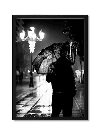 Buy Person Holding Umbrella Beside Post Wall Art Painting Multicolour 32x22x2cm in Saudi Arabia