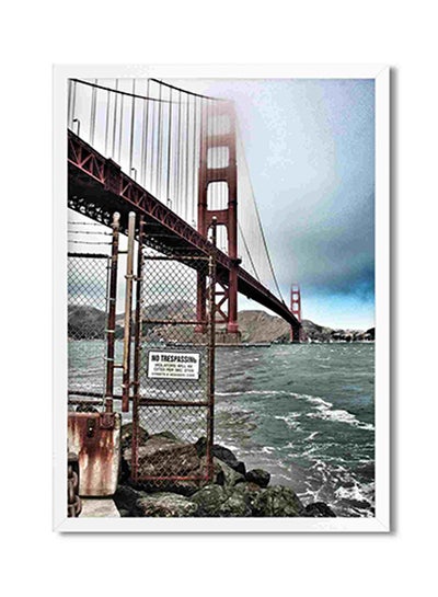 Buy Metal Bridge On White Under White Clouds Wall Art Painting Multicolour 32x22x2cm in Saudi Arabia