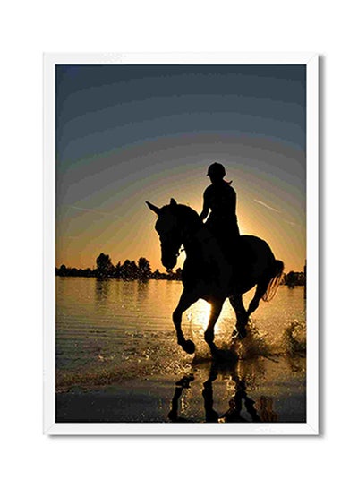 Buy Riding Horse Under Yellow Sunset Wall Art Painting Multicolour 32x22x2centimeter in Saudi Arabia