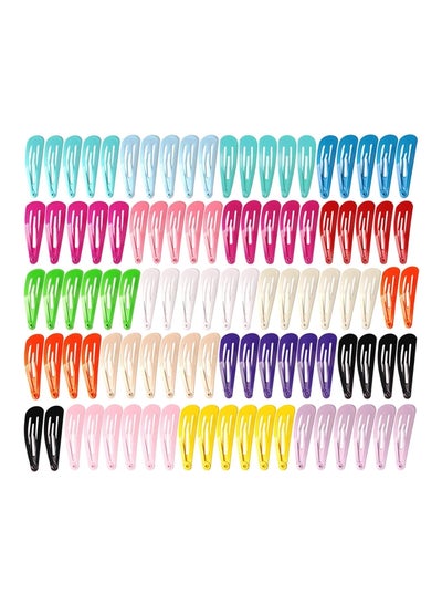 Buy 100-Piece Barrettes Snap Hair Clips Multicolour 2inch in Saudi Arabia