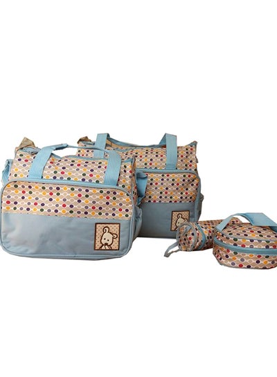 Buy 5-Piece Baby Nappy Travel Tote Dotted Handbag Set in Saudi Arabia