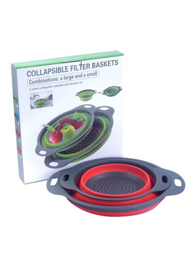 Buy 2-Piece Folding Drainage Basket Strainer Set Red/Black in Saudi Arabia