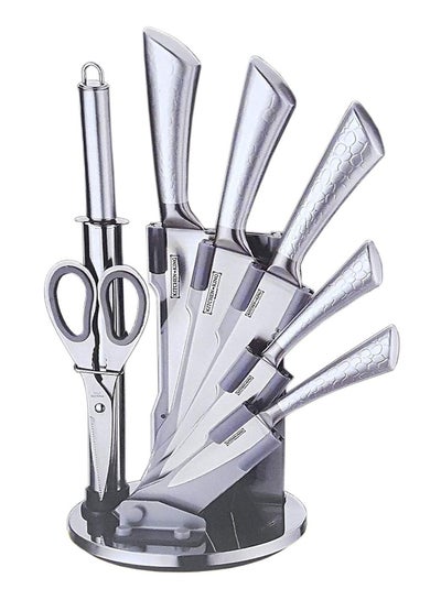 اشتري 8-Piece Knife Set With Rotating Stand Silver في الامارات