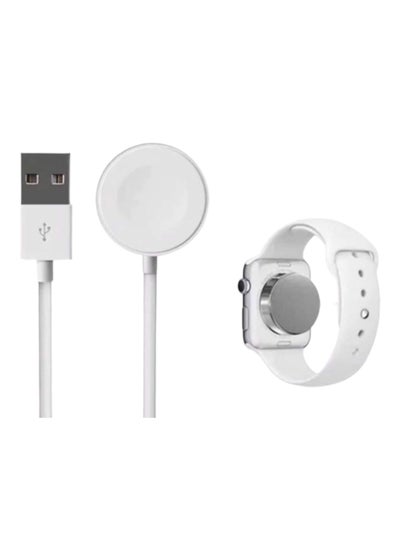 Buy Wireless Charger Adapter With USB Magnetic Charging Cable White in Saudi Arabia