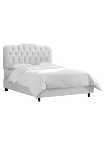 Buy Tufted Bed With Mattress White 200 x 200cm in UAE