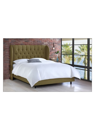 اشتري Tufted Upholstered Bed Without Mattress Olive 200 x 200centimeter في الامارات