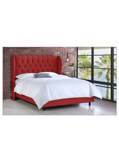 Buy Tufted Upholstered Bed With Mattress Red 180 x 200cm in UAE