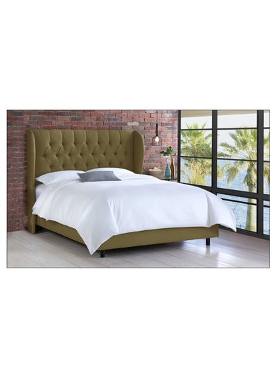 اشتري Tufted Upholstered Bed With Mattress Olive 180 x 200centimeter في الامارات