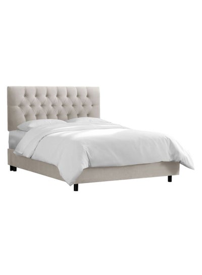 Buy Tufted Bed Without Mattress Light Grey 160 x 200centimeter in UAE