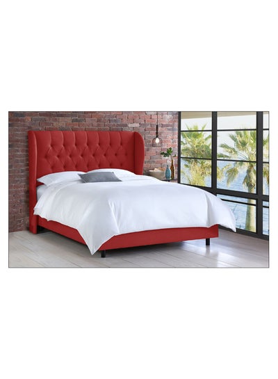 Buy Tufted Upholstered Bed With Mattress Red 200 x 200cm in UAE