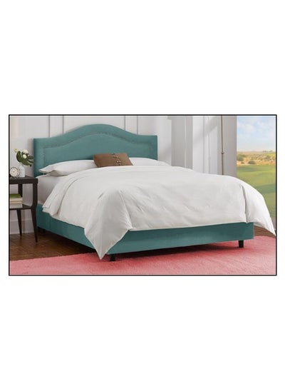 اشتري Inset Nail Button Bed With Mattress Turquoise Blue 200 x 200centimeter في الامارات