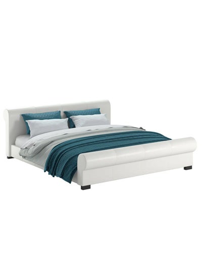 Buy Scrolled Platform Bed With Mattress White 120 x 200cm in UAE