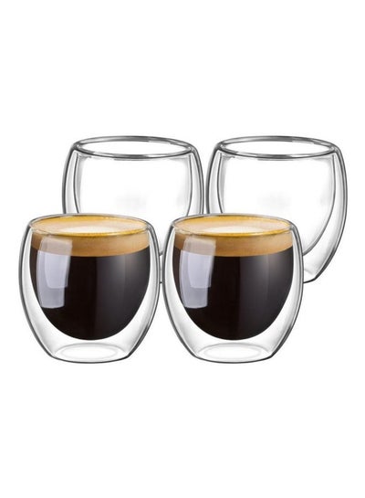 Buy Double Walled Glasses for Espresso Coffee Turkish Tea Clear in Saudi Arabia