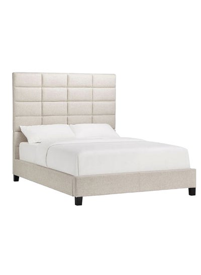 Buy Luxurious Classic Upholstered Bed With Mattress Beige 200 x 200cm in UAE
