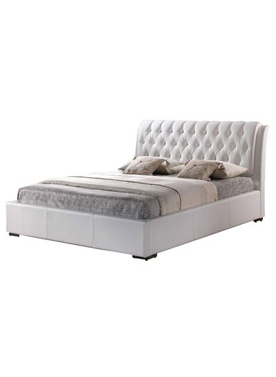 اشتري Leatherette Tufted Bed With Half-Medical Mattress White 160 x 200centimeter في الامارات