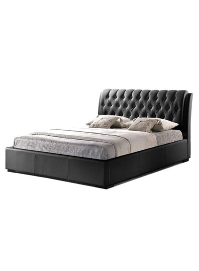 اشتري Leatherette Tufted Bed With Half-Medical Mattress Black 160 x 200centimeter في الامارات