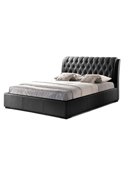 Buy Leatherette Tufted Bed With Half-Medical Mattress Black 180 x 200cm in UAE