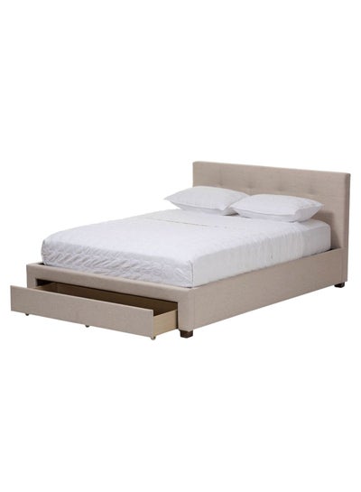 اشتري Platform Storage Bed Without Mattress Beige 160 x 200centimeter في الامارات