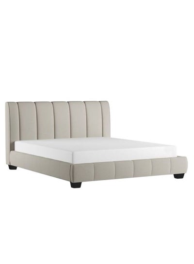 Buy Olson Modern Platform Bed With Mattress Light Grey 200 x 200centimeter in UAE
