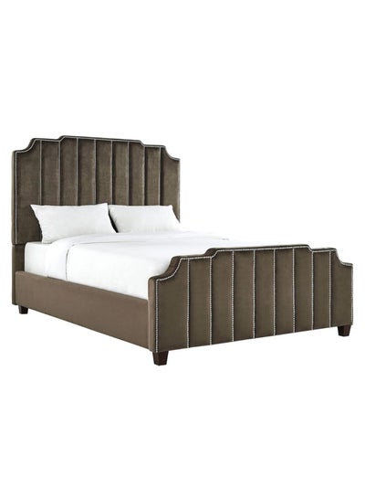 اشتري Chareau Nailhead Bed Without Mattress Brown 200 x 200centimeter في الامارات