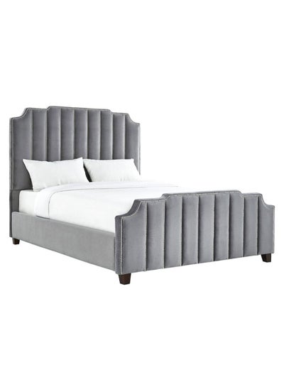 اشتري Chareau Nailhead Bed With Mattress Grey 200 x 200centimeter في الامارات