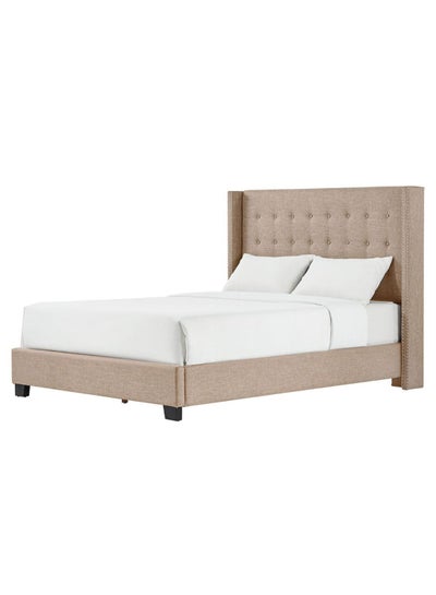 Buy Melina Tufted Wingback Bed With Mattress Beige 160 x 200cm in UAE