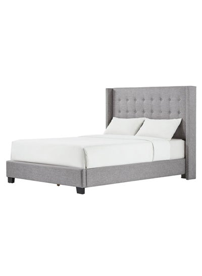 Buy Melina Tufted Wingback Bed Without Mattress Grey 160 x 200cm in UAE