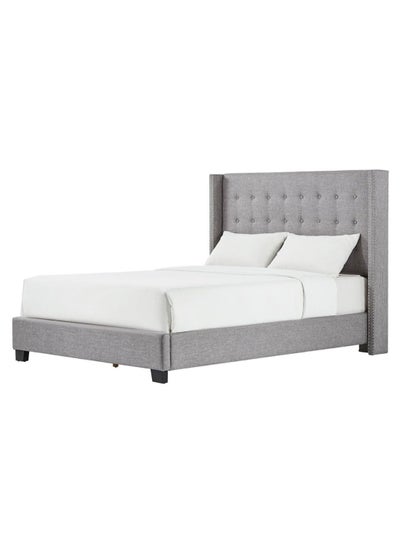 اشتري Melina Tufted Wingback Bed Without Mattress Grey 160 x 200centimeter في الامارات