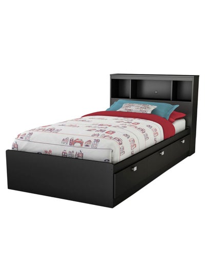 اشتري Headboard Bed With Mattress Black 90 x 200centimeter في الامارات