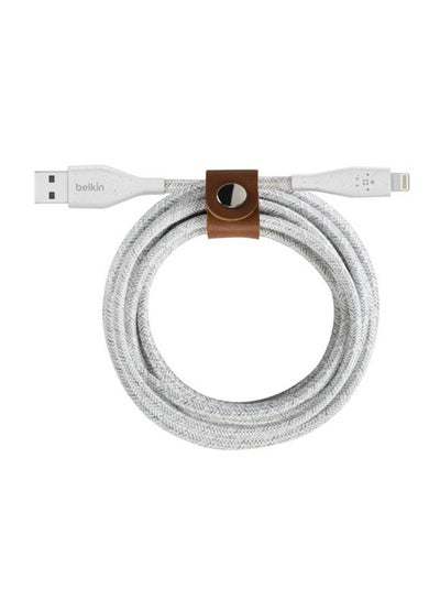 Buy Braided 10 Ft/3 M DuraTek Plus Lightning To USB-A Cable With Strap, iPhone Charger Cable, Apple Cable For iPhone 15, 14, 13, 12, 11 Pro, Pro Max, Plus AirPods, iPad And More White in Saudi Arabia