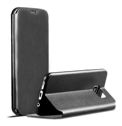 اشتري Leather Case Cover For Samsung S7 Edge أسود في الامارات